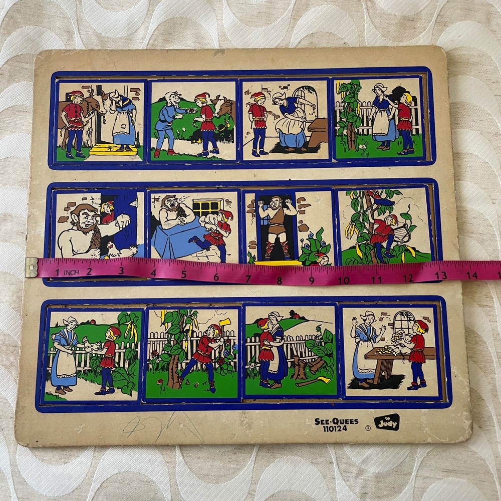 Vintage See-Quees by Judy Jack and the Beanstalk Wooden Sequence Puzzle 110124